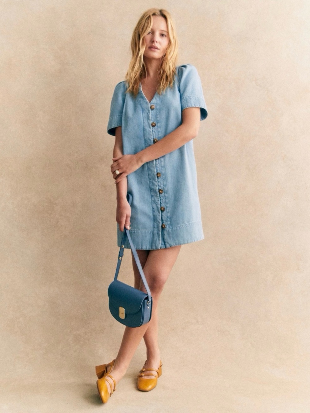 NWT Sezane Vennila Dress Light Blue FR 40 / US 8